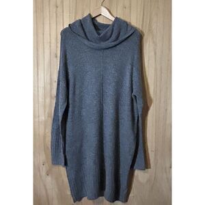 Liz Claiborne Sweater Dress Womens XL Pullover Cowl Neck Long Sleeve Gray